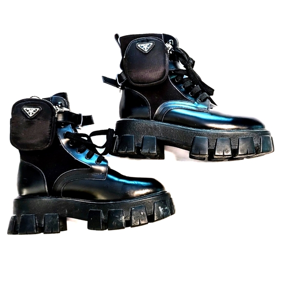 Prada Shoes - 🔥Prada🔥 Monolith Leather and Re-Nylon Boots with Pouch